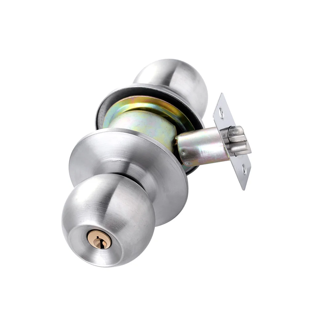 

1pc Stainless Steel Spherical Lock Copper Core Knob Door Lock For Home Bathroom Bedroom Study Room Durable Easy Install Hardware