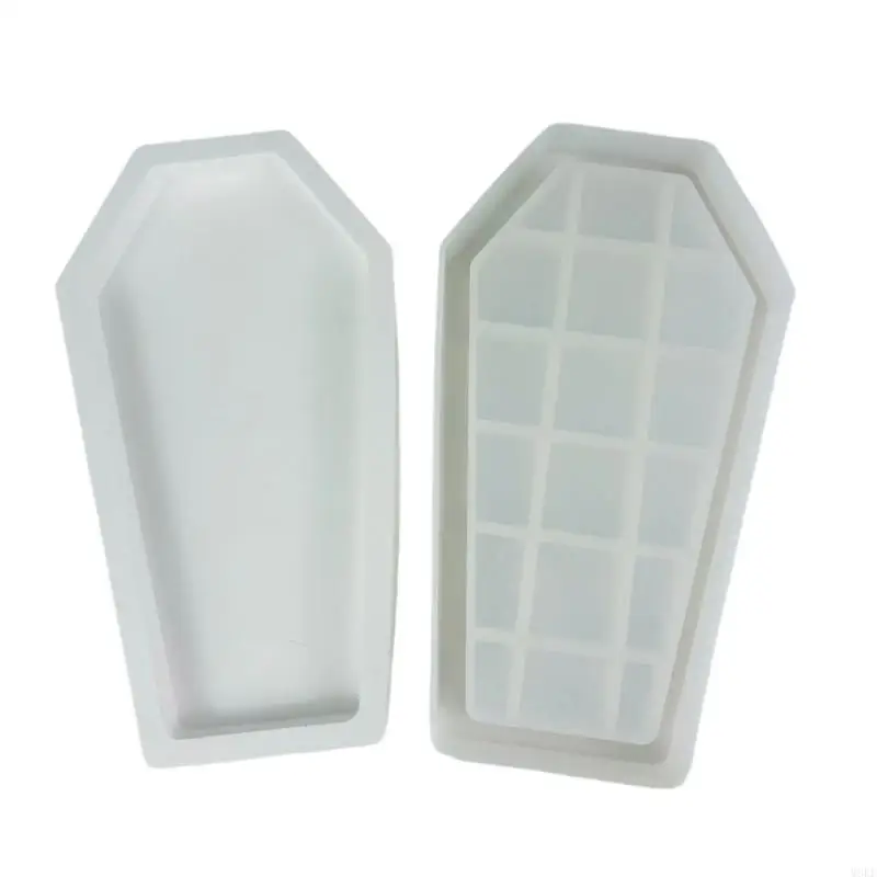 

W8KF Halloween Resin Silicone Molds Coffin Shaped Storage Box Mold DIY Crystal Epoxy