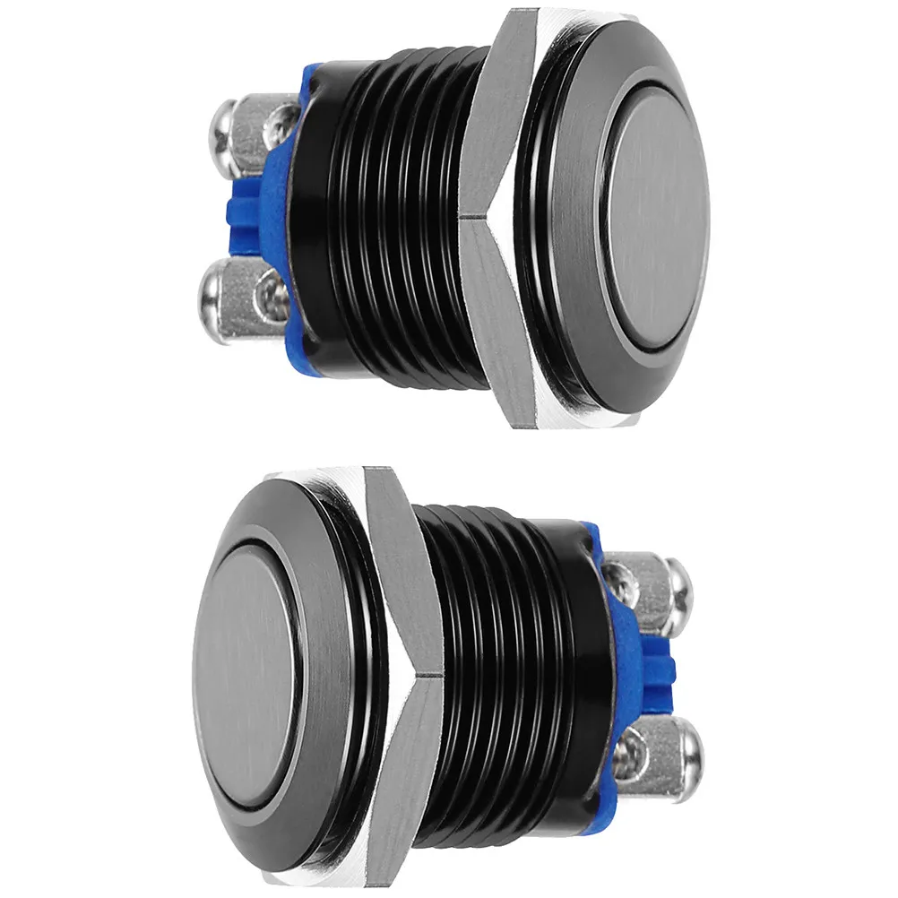 2Pcs 16Mm High-Quality Metal Push Button Switch Momentary Reset Type 3A 250Vac Panel Mount for Doorbell Industrial Control Round