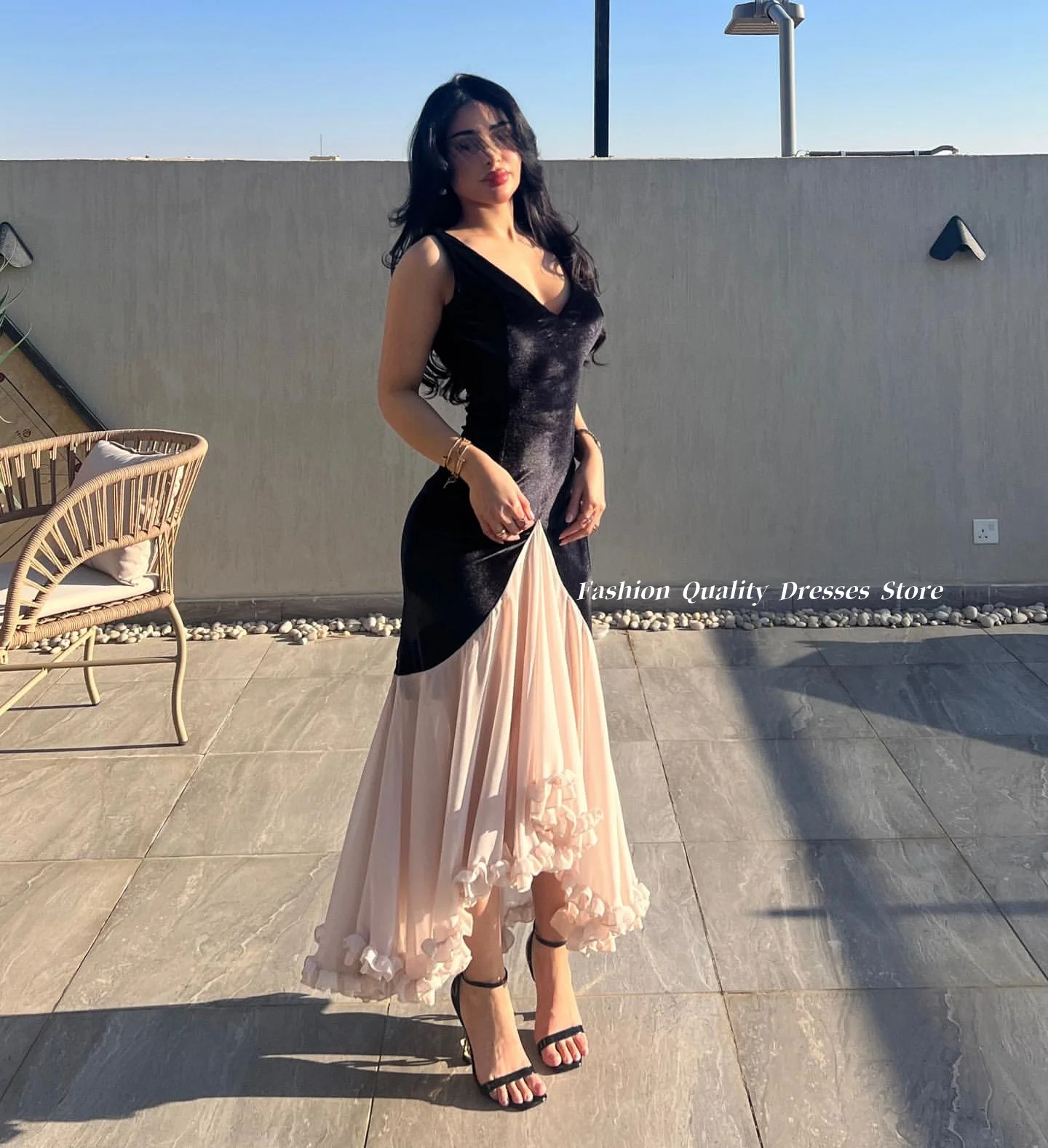 Saudi Arabia Mermaid Evening Dresses New Sexy V Neck Fashion Prom Party Dresses فساتين سهرة vestidos de fiesta Customized view 2