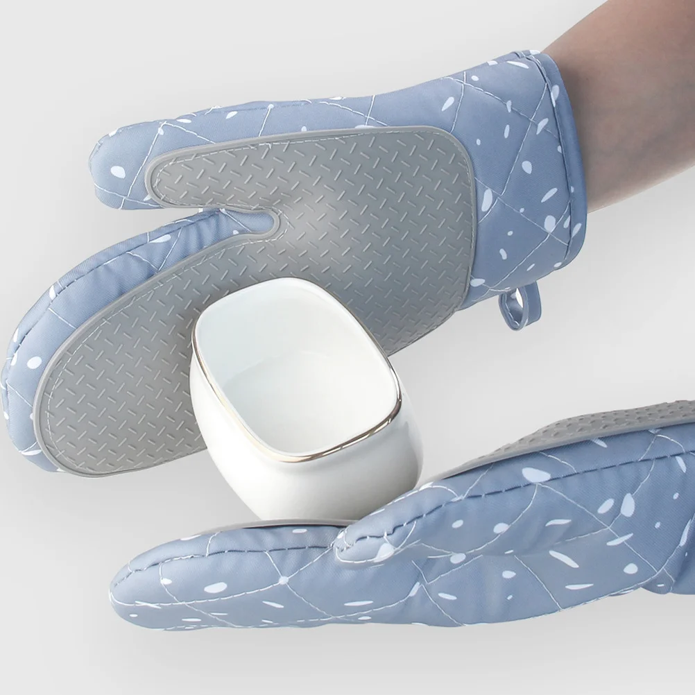 

1Pair Thickened Silicone Oven Mittens Heat Resistant Anti-Slip Kitchen Gloves for Baking Cooking Hot Pot Holder