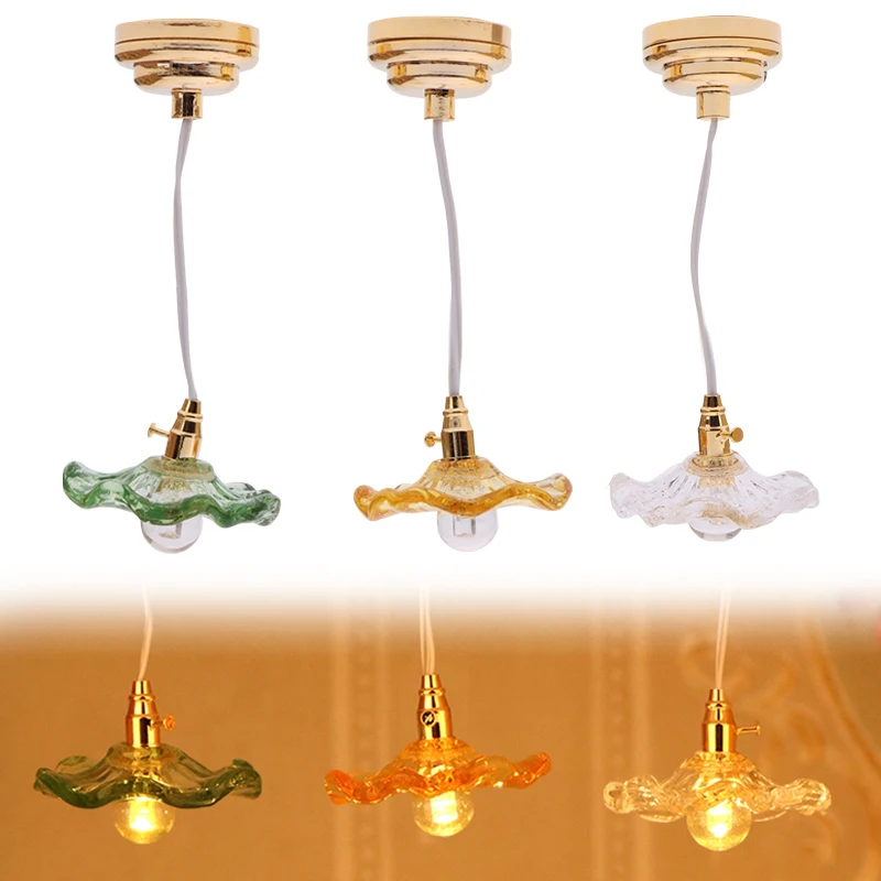 1:12 Dollhouse LED Lamp Ceiling Lamp Chandelier Mode Doll Miniature Furniture Lighting Decor Micro Scene Construction Prop DIY