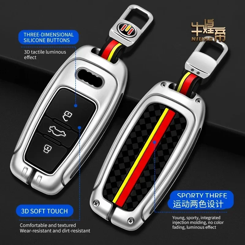 

For Audi A1 A3 8V A4 B7 B8 B9 C7 S4 S5 S6 A6 A5 A7 A8 Quattro Q3 Q5 Q7 TT Car Metal Key Case Keychain Car Key Cover Accessories