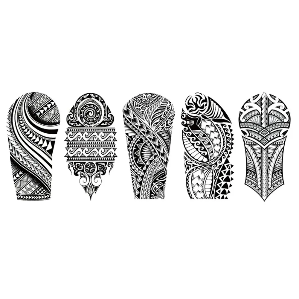 5pcs Waterproof Temporary Tattoo Sticker Mechanical Totem Black Maori Robot Soldier Body Art Arm Fake Tattoos Sleeve Women Men