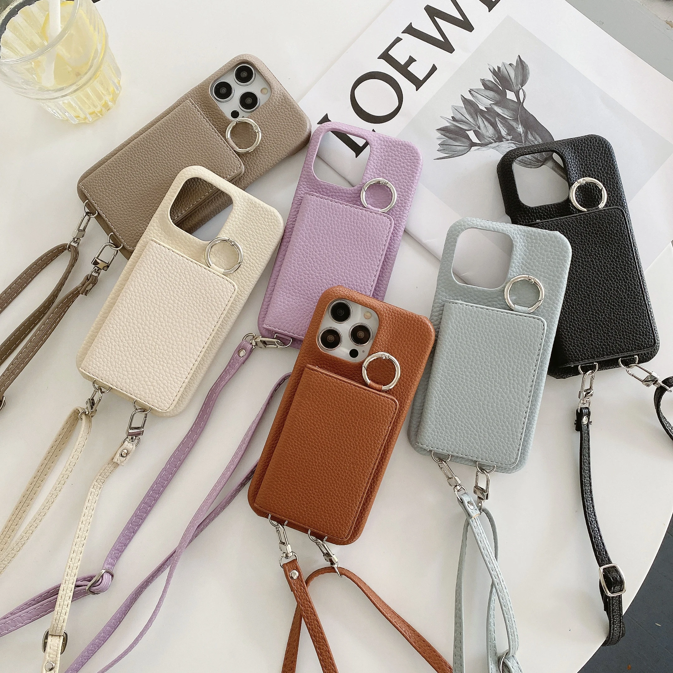 Luxury Crossbody Strap Lanyard Wallet Leather Case for IPhone 13 11 12 11pro 14pro Max 12mini X Xr Xs Card Holder Phone Cover