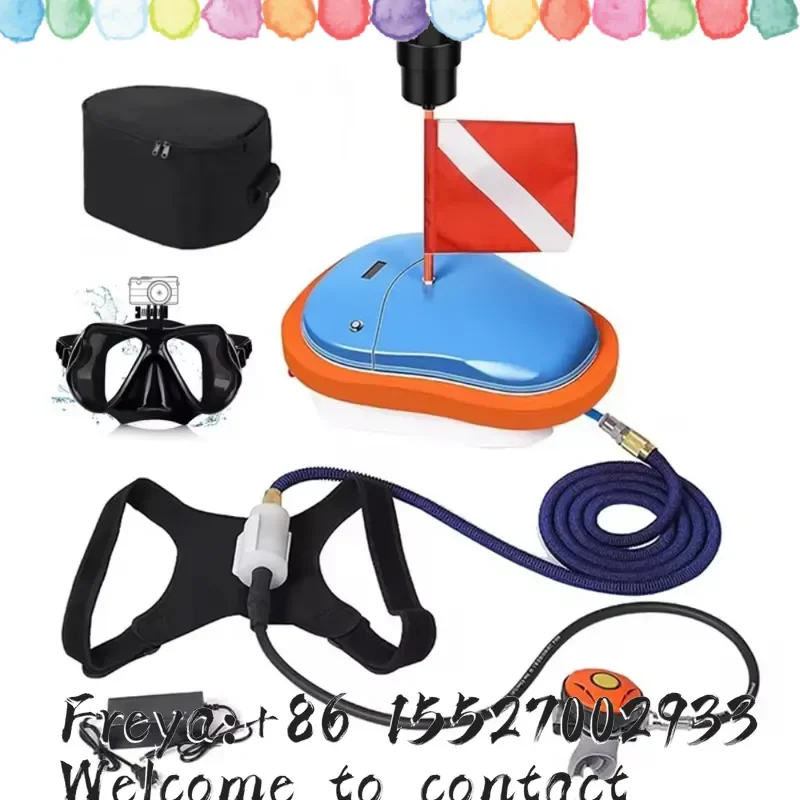 Underwater Diving Snorkeling Portable Scuba Gear with Diving Mask 50 Mins Air Compressor Support Replace Battery