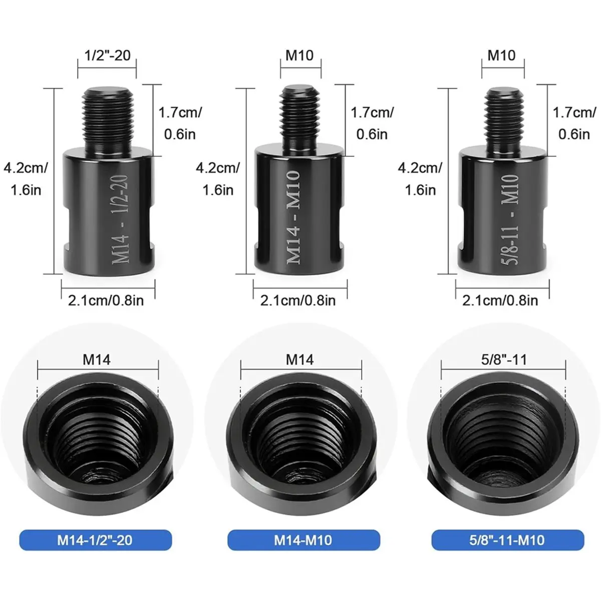 a15i-6個入りアングルグラインダーアダプター、カットオフホイール、研磨サンディングホイール、バッキングパッド用アングルグラインダーアタッチメントコンバーター