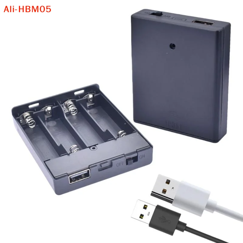 (HB05)1Pcs USB Power Supply Battery Box Portable Mini 4AA Battery Holder Storage Box Case For LED Strip Light Accessories