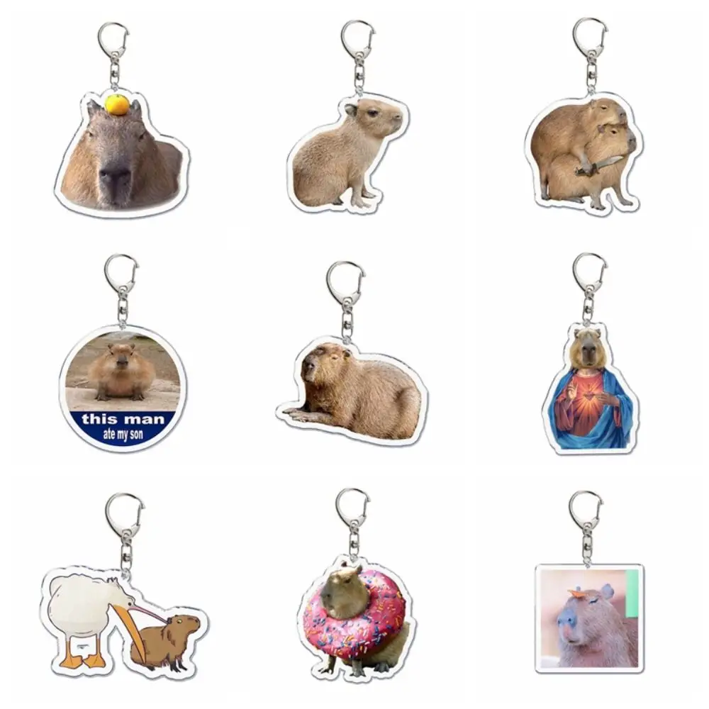 Acrylic Capybara Keychain Creative Cute Resin Animal Capybaras Keyrings Funny Kawaii Bag Accessories