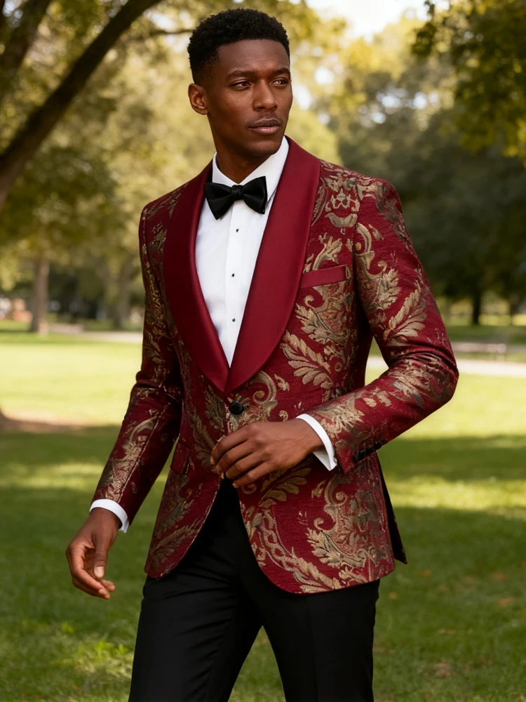 

Men's single piece sports jacket and sports jacket floral suit jacket 1 button paisley tailcoat