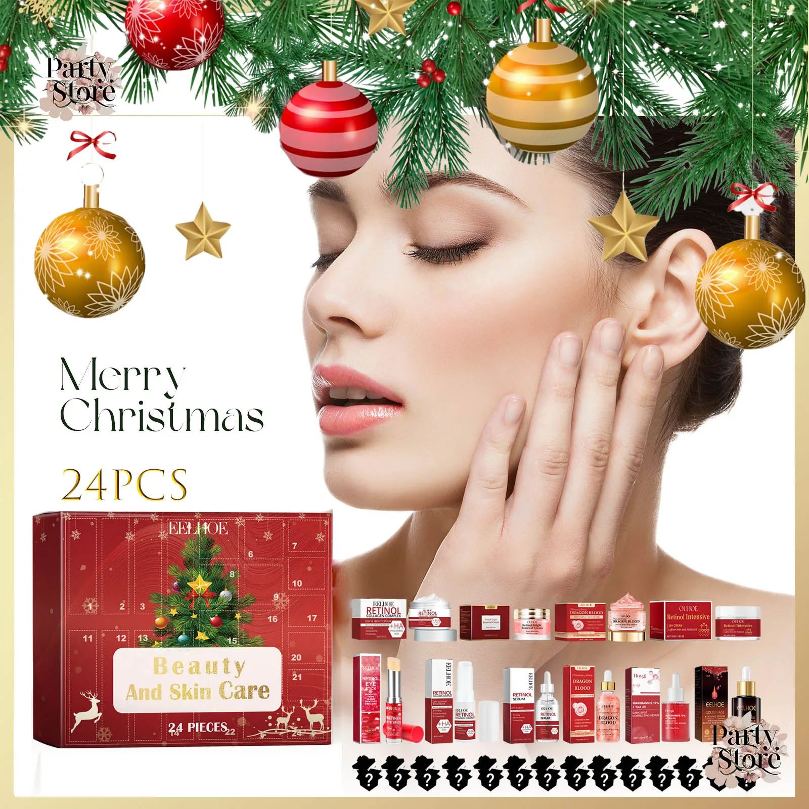 Girls Makeup Advent Calendar Surprise Blind Box 24pcs Skin Care Products Gift Box Christmas Countdown Calendar Beauty Care Set