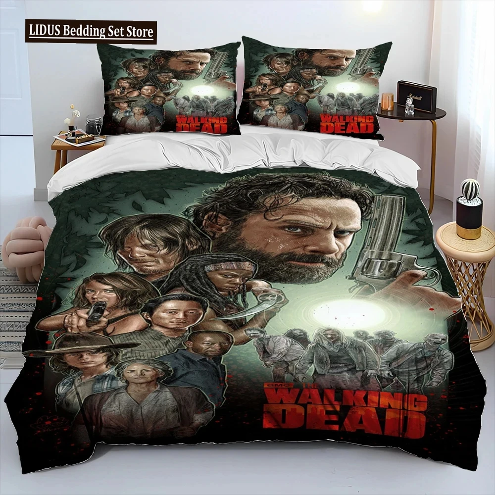 

Horror TV The Walking Dead Lincoln Comforter Bedding Set,Duvet Cover Bed Set Quilt Cover Pillowcase,King Queen Size Bedding Set