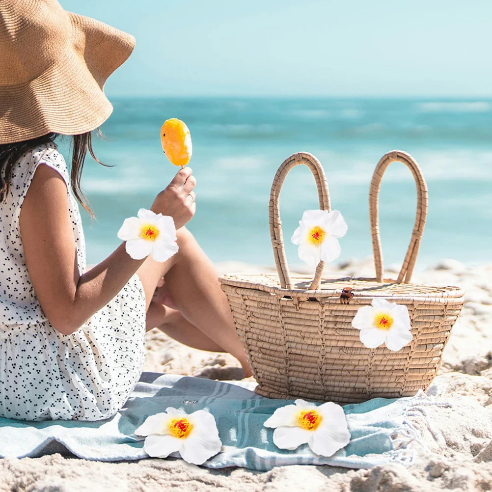 

10Pcs Artificial Tropical Flowers Hawaiian Flower Faux Simulation Floral Cluster for Luau Hawaiian Party Decorations Tropical