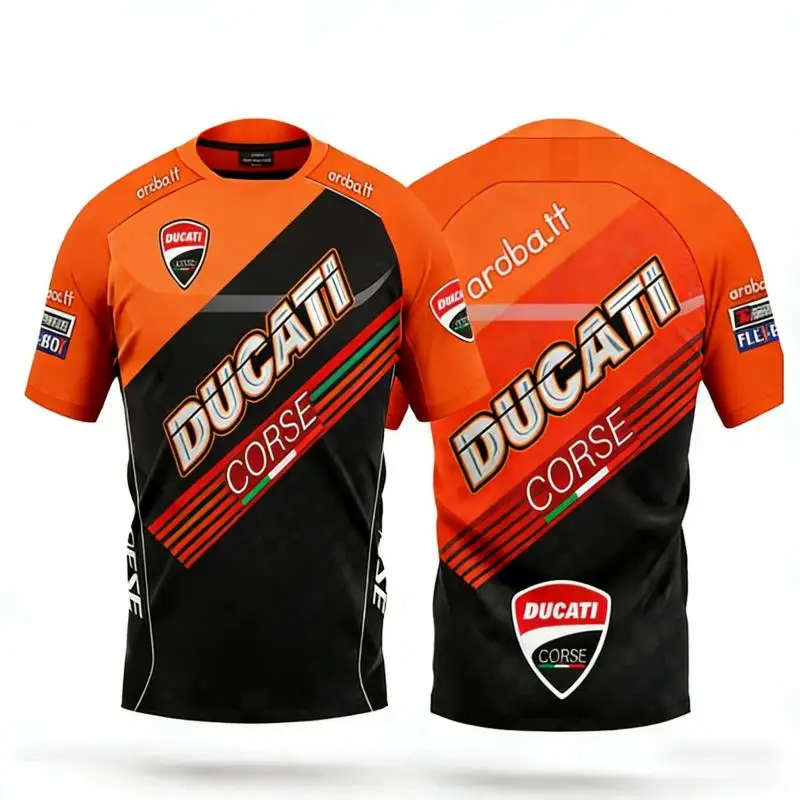 2026 Fashion Men's Women's New Motorcycle Off Road Bicycle T-shirt Comfortable Sports Shirt Extra for Ducati Family Kids Tees