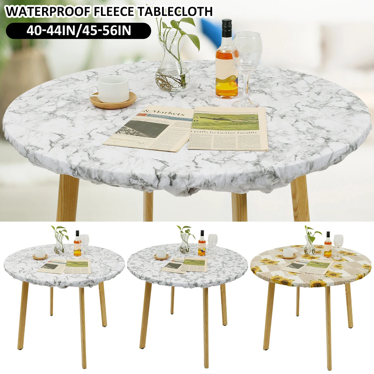 Elastic  PVC round table cloth waterproof oil and pile thickened transparent printed plastic tablecloth Decor Table Protection