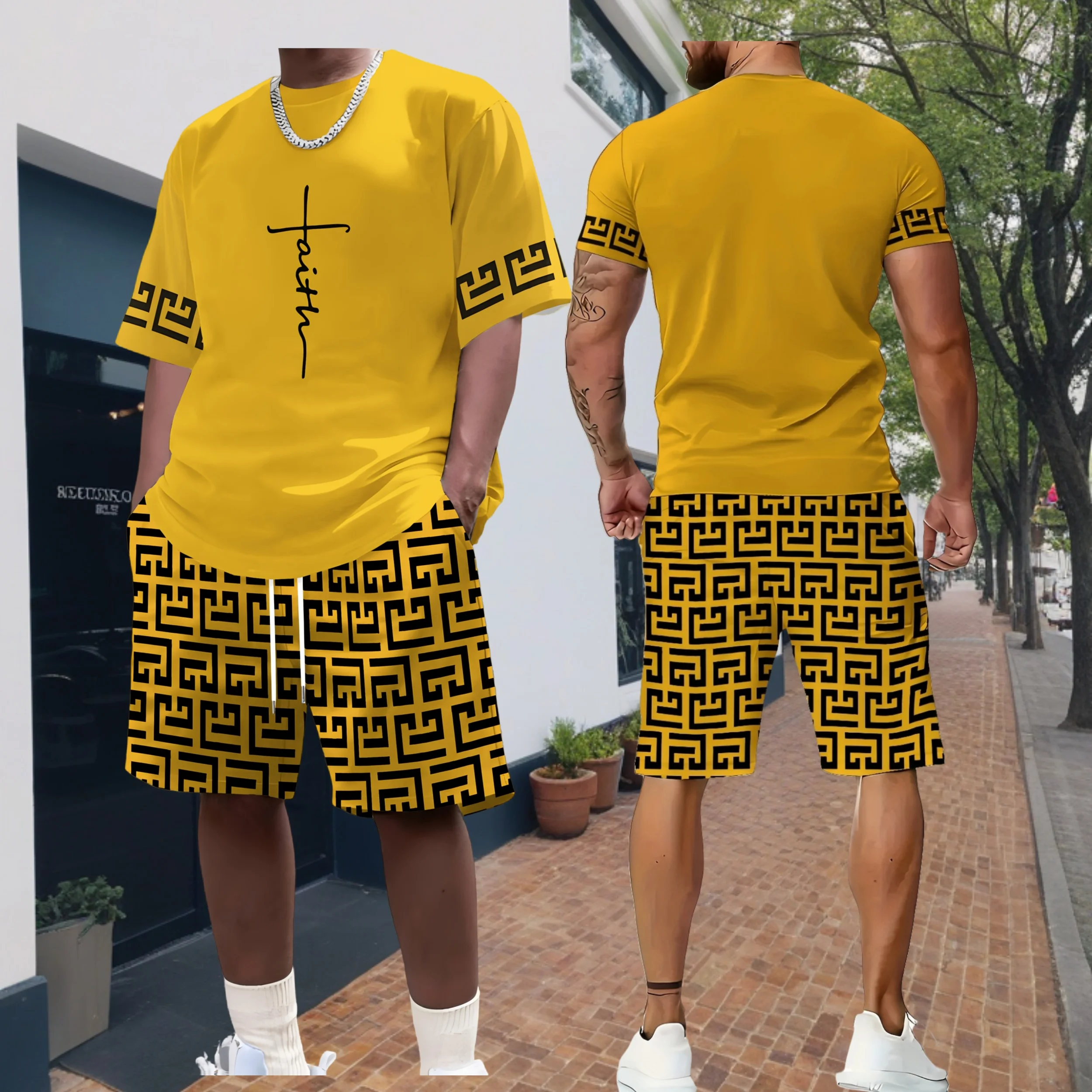 

Мужской комплект футболок в стиле 3D для отпуска, модная модная уличная одежда, летние топы, шорты, дышащие различные элементы