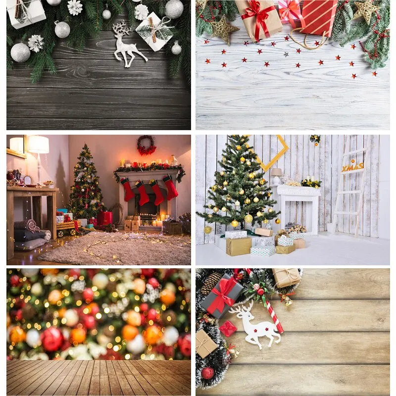 

SHUOZHIKE Digital Photography Backdrops Flower and Wood planks Christmas Theme Photo Studio Background 1910232426FF-02