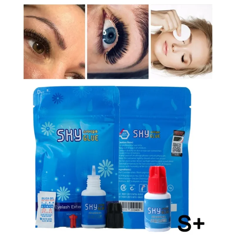 Colle coréenne Sky S + 1s pour extension de cils, séchage rapide, adhésif, faible odeur, pas d'irritation, outils de maquillage, 5g