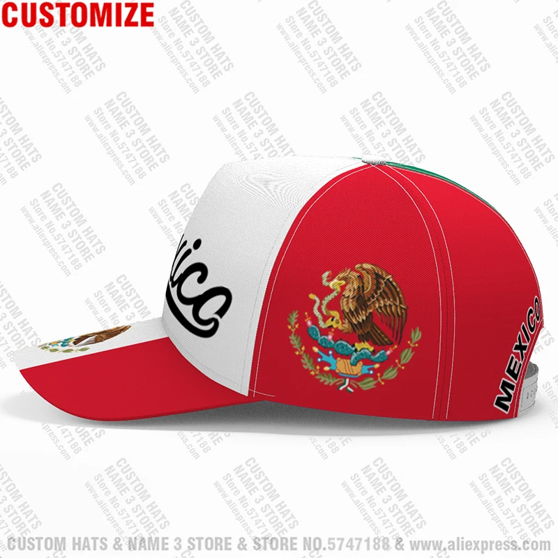 The United States Of Mexico Male Youth Free Custom Name Number Mex Hat Nation Flag Mx Spanish Mexican Print Photo Baseball Cap