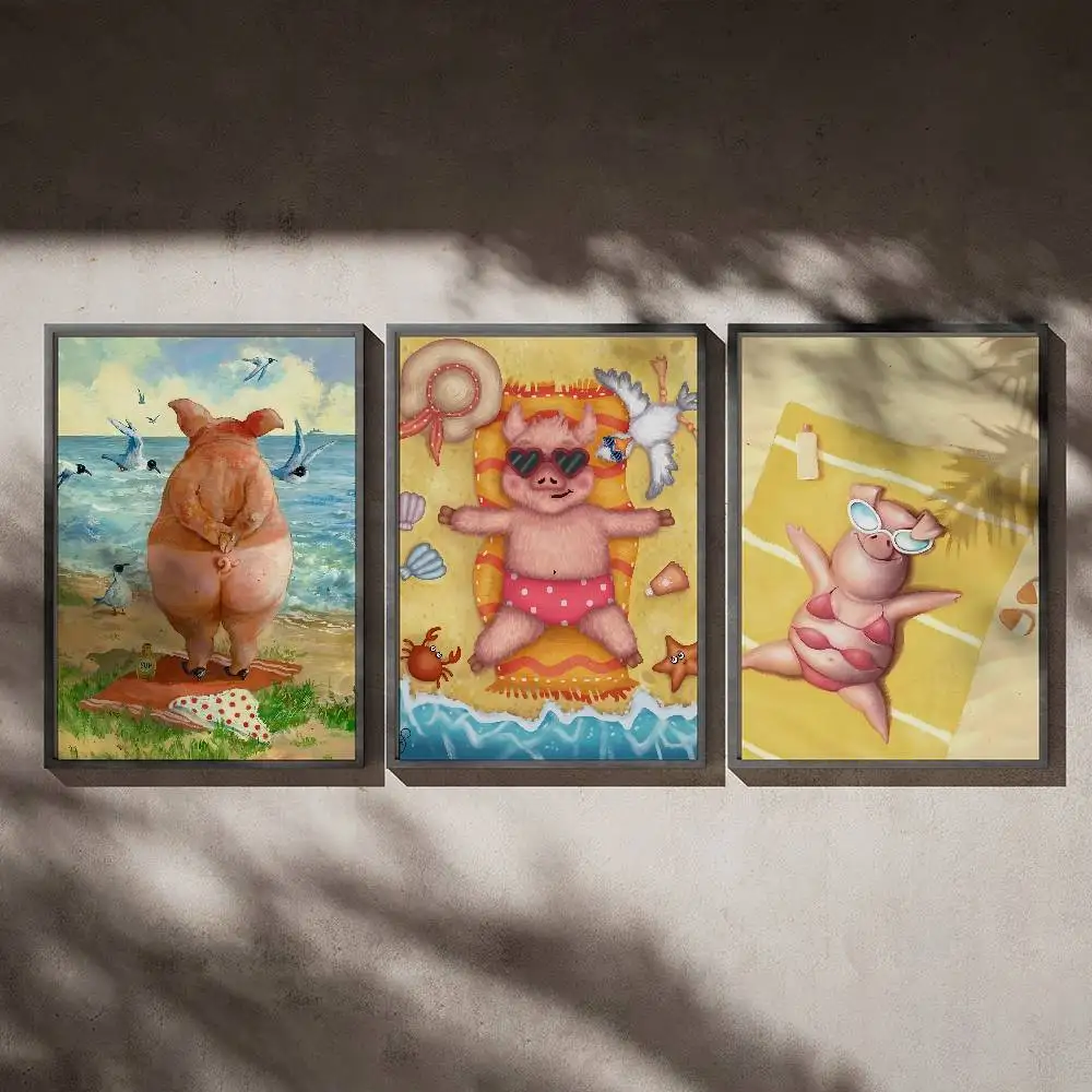 

Funny Pig Friends Birthday Poster Posters,waterproof Paper Stickers,coffee Shops,bar Living Rooms