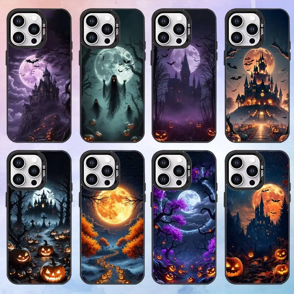

halloween moon Phone Case For iPhone17,16,15,14,13,12,11 Plus,Pro Max Black Candy Matte Shockproof Cover