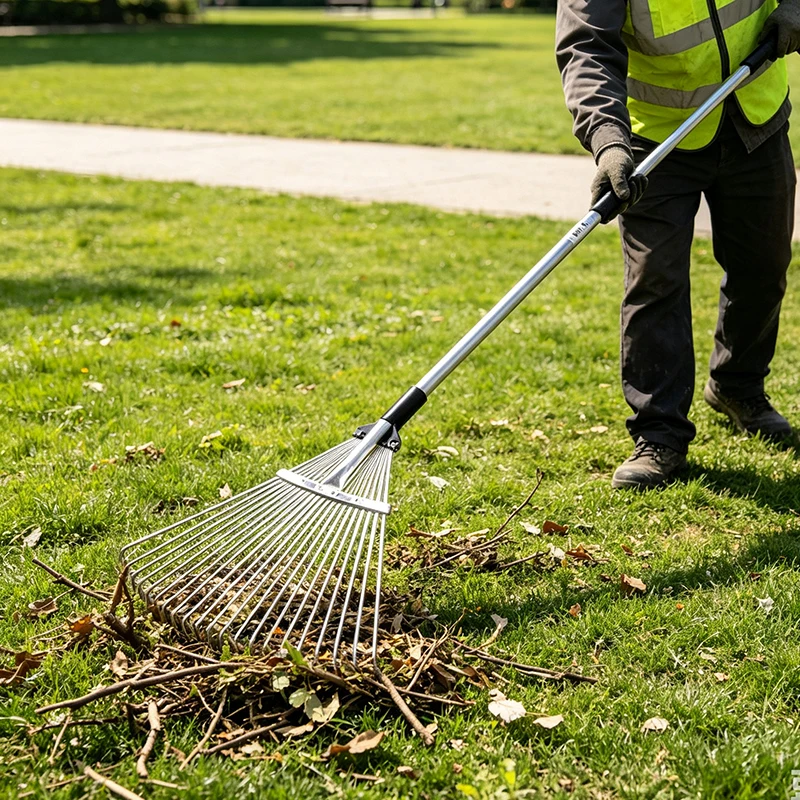 Scalable Handle Rake Adjustable Tooth Pitch Rakes Outdoors Garden Courtyard Hay Rake Portable Manual Fallen Leaves Rakes