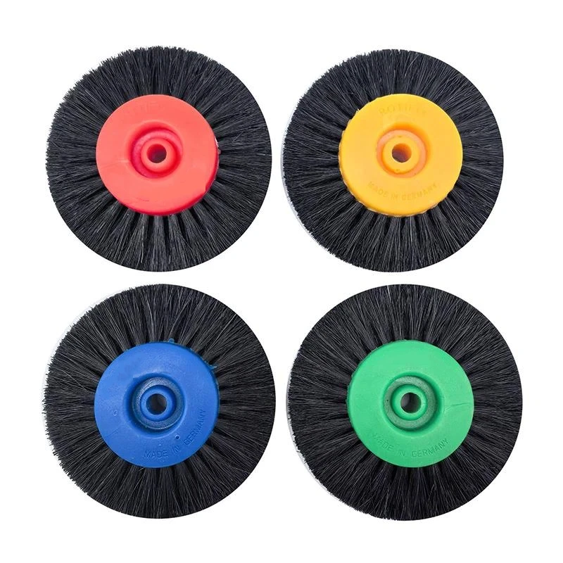 4C Plastic Core Colorful Long- Boar Bristle Brush - 68/78mm Diameter, Gold Silver Copper Polishing & Grinding Brush