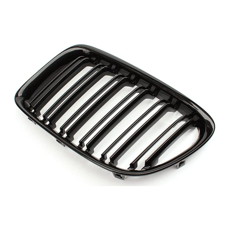 Glossy Black Front Bumper Dual Slat Front Kidney Grill Grille For-BMW X1 Series E84 SDrive XDrive 2009-2015