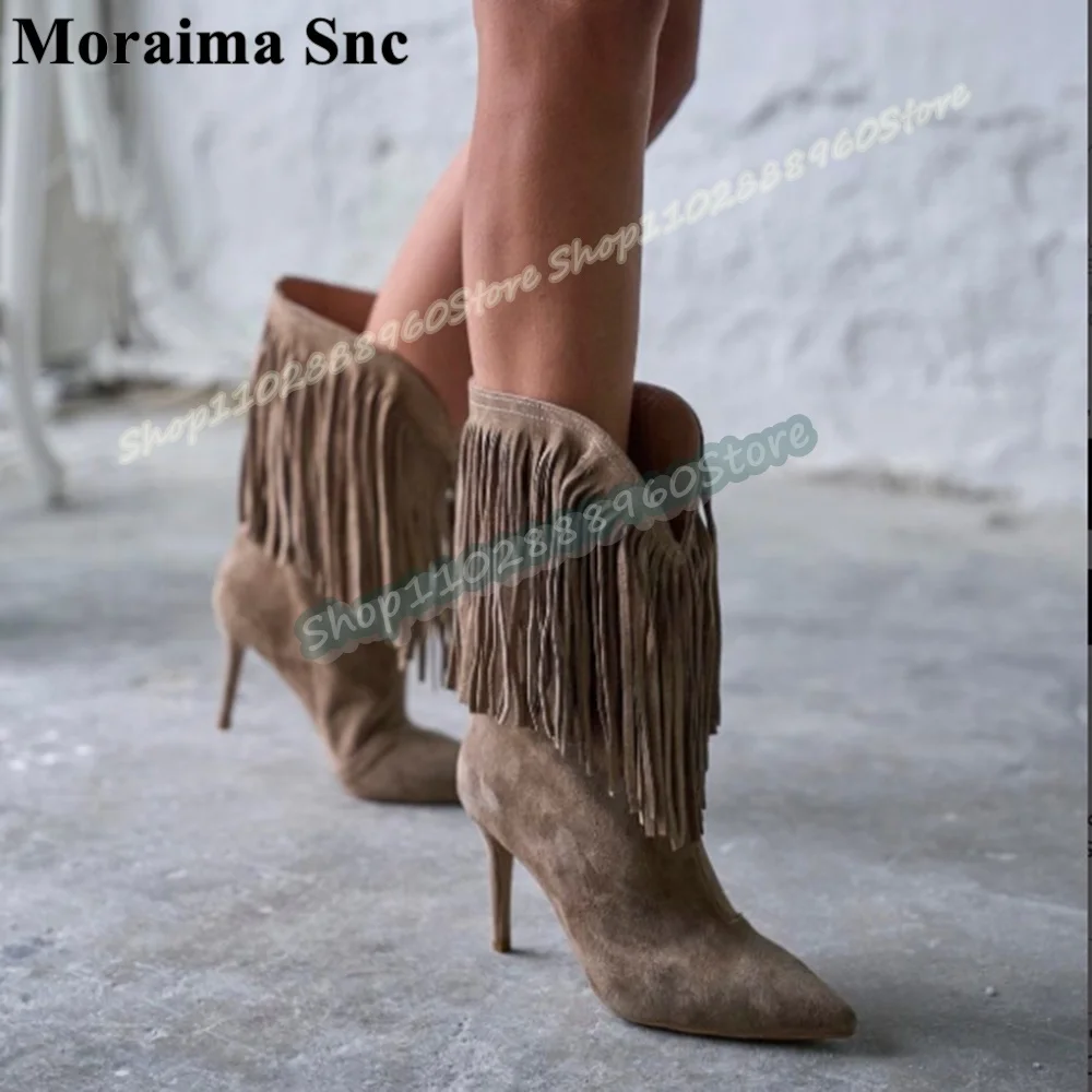 عادية منتصف العجل الكاكي قطيع شرابات مدبب الأحذية رقيقة أحذية عالية الكعب للنساء الانزلاق على أشار تو موضة أحذية النساء الحفلات #1