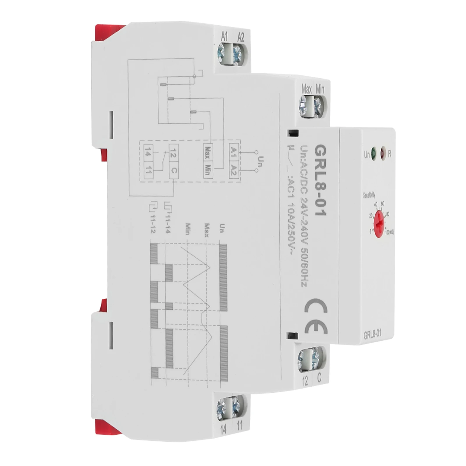 GRL8-01 التحكم في مستوى السائل التتابع وحدة تحكم في المستوى المياه 10A AC / DC 24V-240V