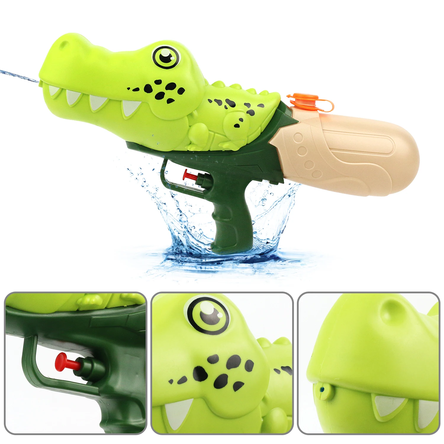 Pistolet à eau crocodile de dessin animé pour enfants, jeu d'eau de plage, odorà eau crocodile à buse unique, jouet de piscine de combat