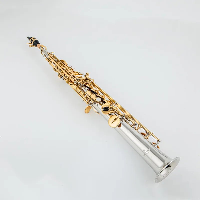 Japan Saxophone Soprano S-WO37 B flat  Brass nickel plating Gold Key W037 professional Sax Musical instrument with Mouthpiece