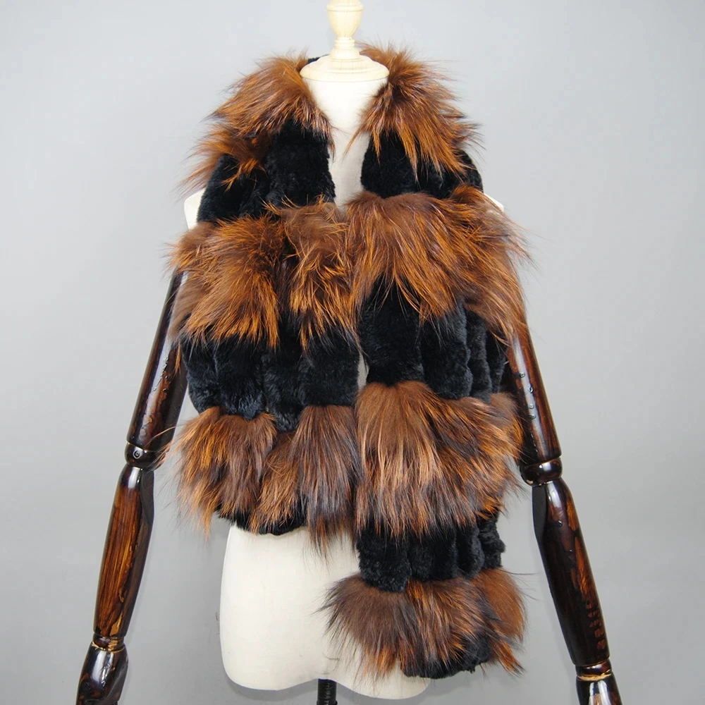 2025 신상 여성 겨울용 따뜻한 정품 여우털 스카프 여성 패션 넥워머 여성 스카프 리얼 렉스 토끼털 스카프