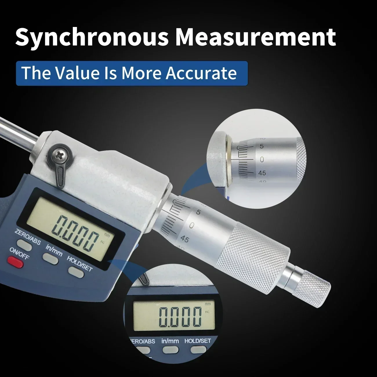 Shahe 0-25 mm Micron Digital Outside Micrometer With Extra Large LCD Screen Electronic Digital Measure Tools