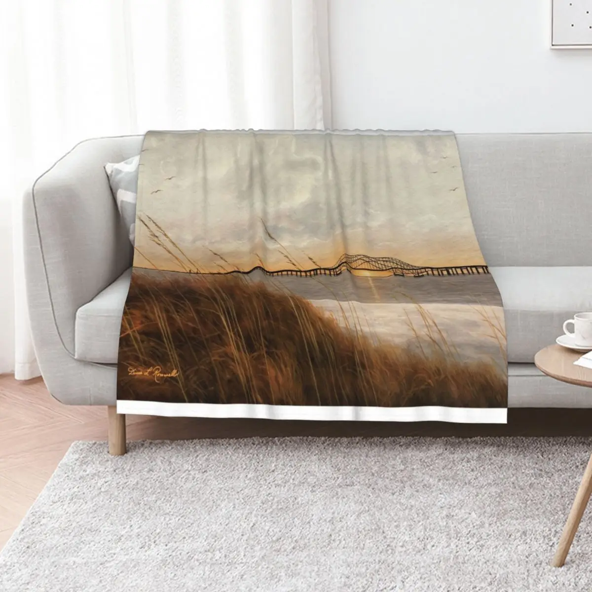 View of Captree Bridge Throw Blanket Luxury Designer Blankets For Bed Sofa Quilt Camping For Sofa Thin Blankets