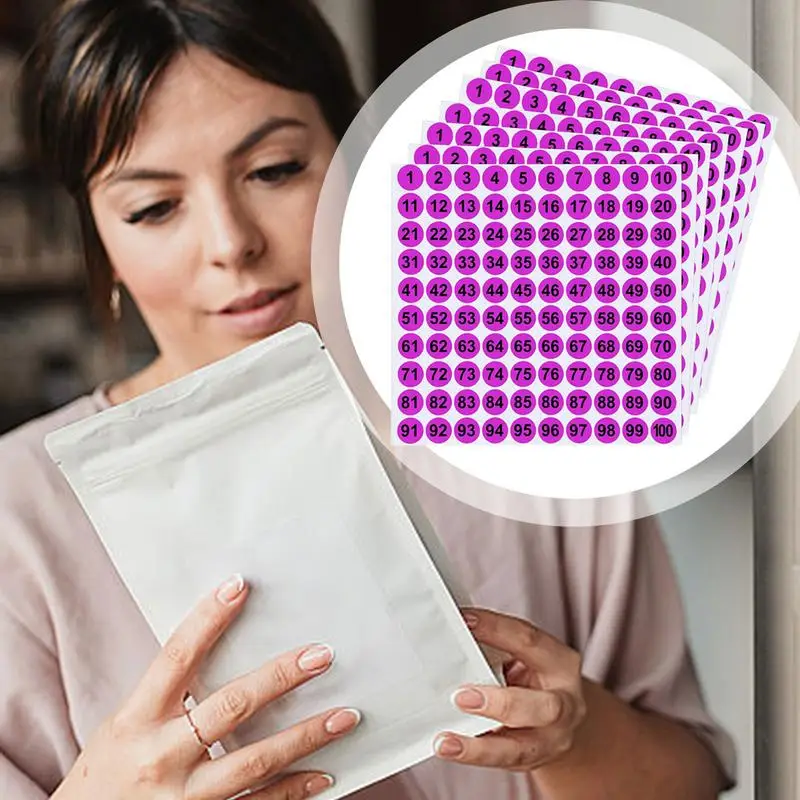 Small Number Stickers 7X Inventory Number Sticker Labels 1 Inch Tear Resistant Adhesive Decal 1 To 100 For Indoor Outdoor Locker