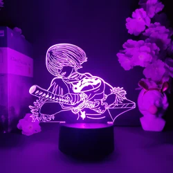 NieR:Automata 2B YoRHa RGB Figurine Lamp Cool Gaming Room Decorative Night Light Bedroom Bedside Table Lamps LED USB Powered