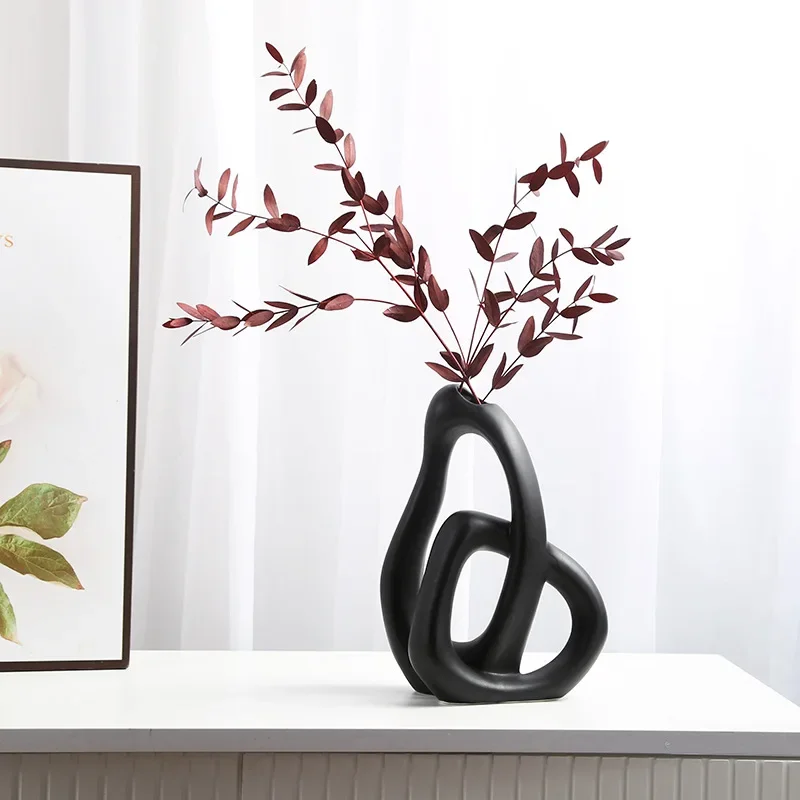 1PC Creative Heart Shaped Nordic Ceramic Vase Home Decor For Living Room Homestay Crafts Flower Arrangement Simple Decoration