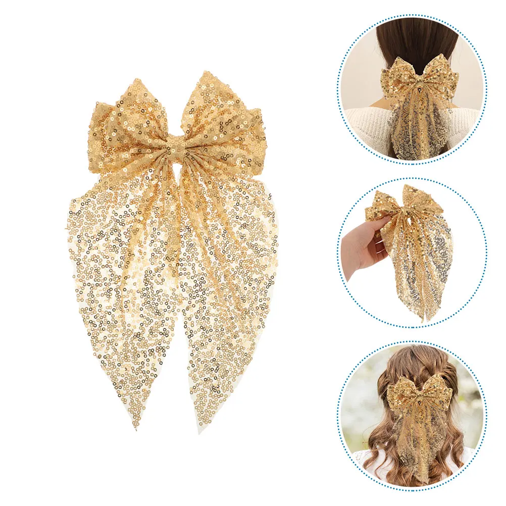 

2Pcs Large Sequin Bow Hair Clips Fashion Bowknot Hairpin for Women Party Hair Accessories Sequins Hairpin