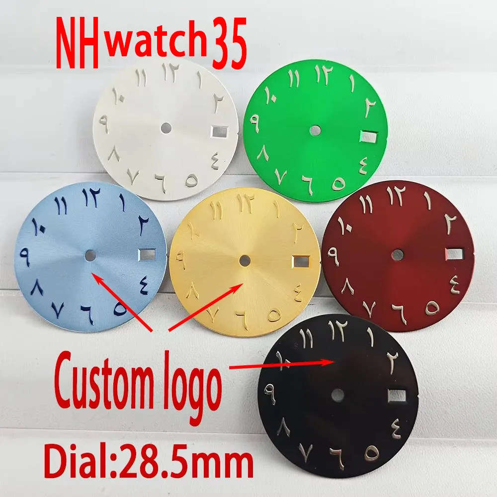 

NH Watch 35, циферблат с арабскими цифрами, циферблат 28,5 мм, индивидуальный логотип для часов N-Series 35, аксессуар для часов с автоматическим механическим механизмом