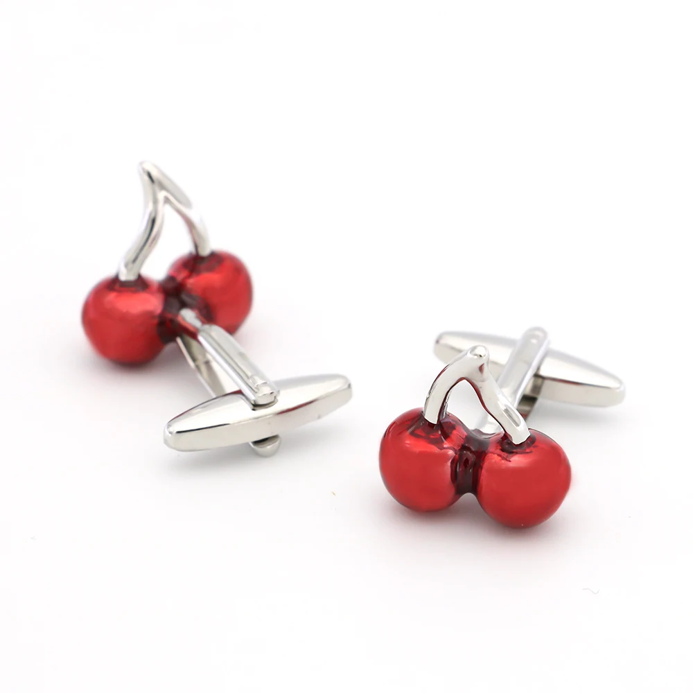 Cherry Cuff Links For Men Fruit Design Quality Brass Material Red Color Cufflinks Wholesale&retail