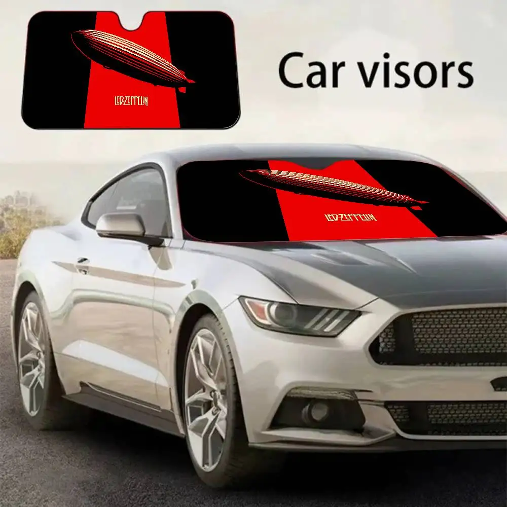 Classic Rock Band L-Led Z-Zeppelin Front Window Sunshade Black UV Protection Blackout Cloth Windshield Visor Auto Curtain