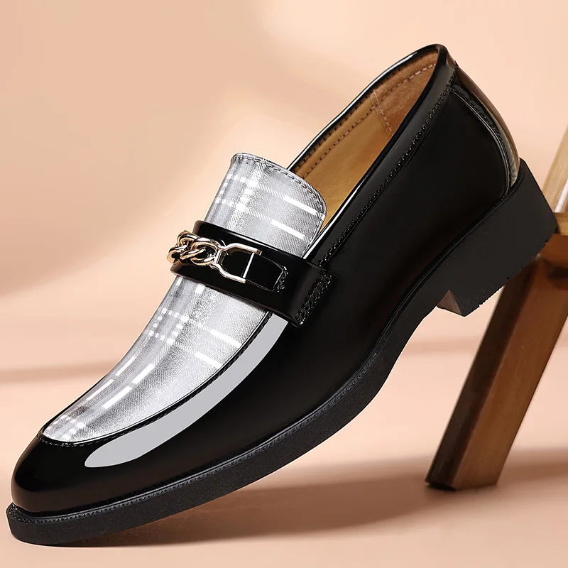 Białe męskie buty wizytowe z noskiem w szpic, oksfordki, klasyczne skórzane buty biznesowe męskie, wsuwane buty ślubne, codzienne buty, wygodne mokasyny.