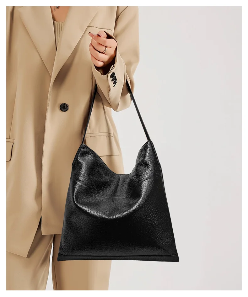 Damen-Schultertasche aus echtem Rindsleder mit Steinmuster, große Kapazität, Reise-Hobo-Unterarmtasche, stilvolle Freizeit-Handtasche – Detail 2