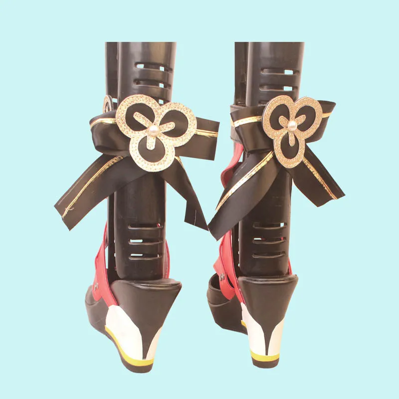 Game Genshin Impact Chiori Cosplay red strip Shoes Japanese style kimono collocation  Custom Cos Female Prop High Heel Shoes