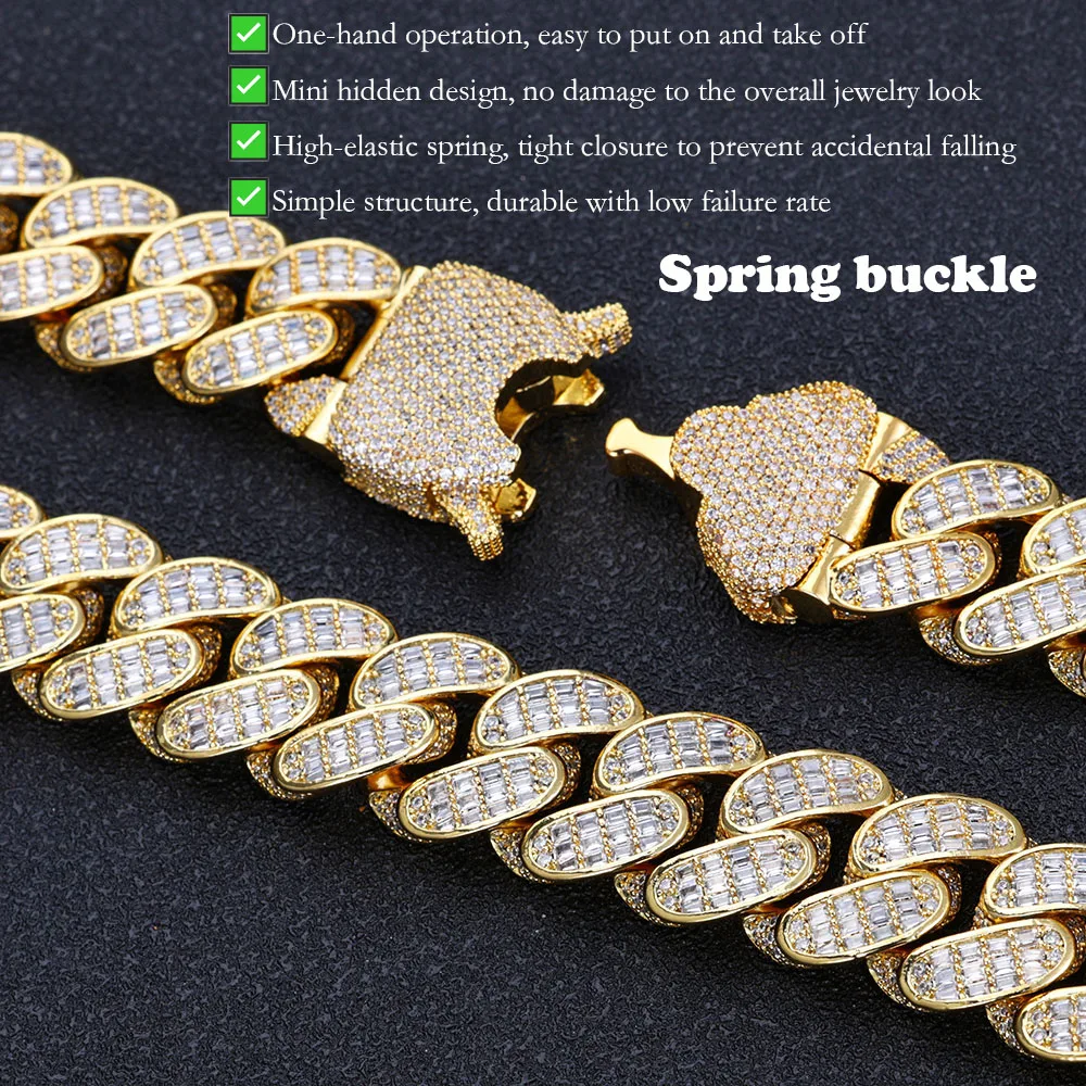 

ESKEEM 18mm Cubic Zirconia Cuban Link Chain Bling Heavy Iced Out Cuban Necklace Bracelet For Men Party Gift Hip Hop Jewelry