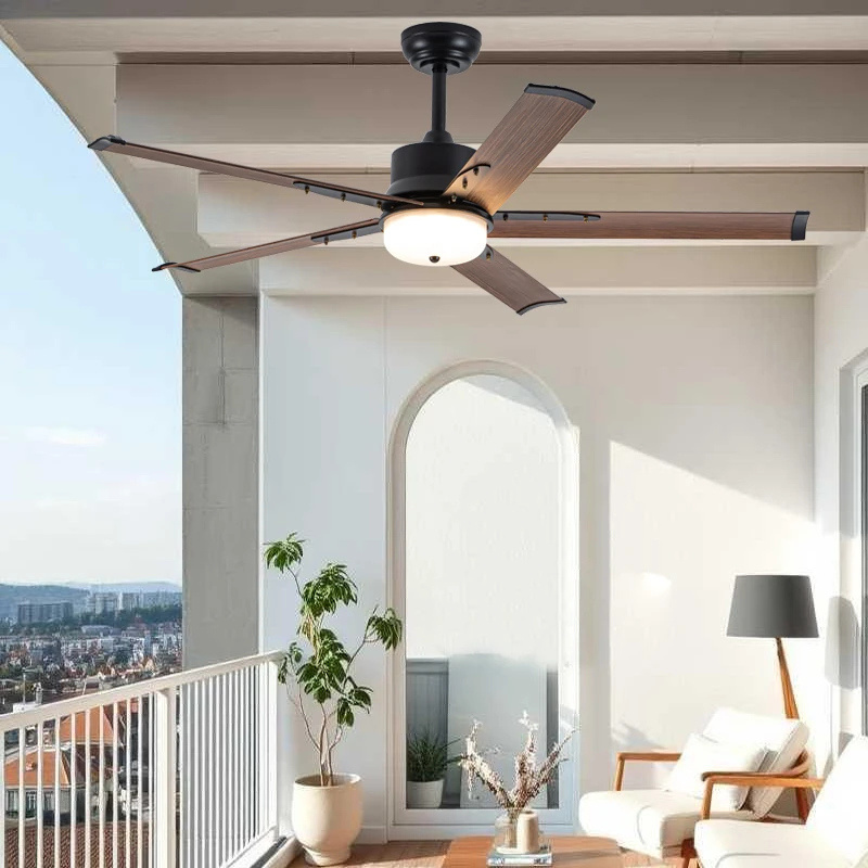 

Modern Aluminum Alloy Leaf Ceiling Fan Light Outdoor Sunroom Restaurant Cafe Terrace Pavilion Waterproof Sunscreen Variable Lamp