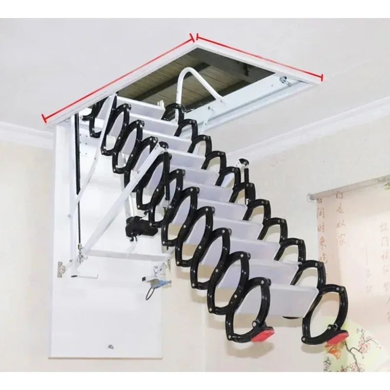 

Telescopic staircase attic invisible manual wall-mounted folding lift contraction ladder