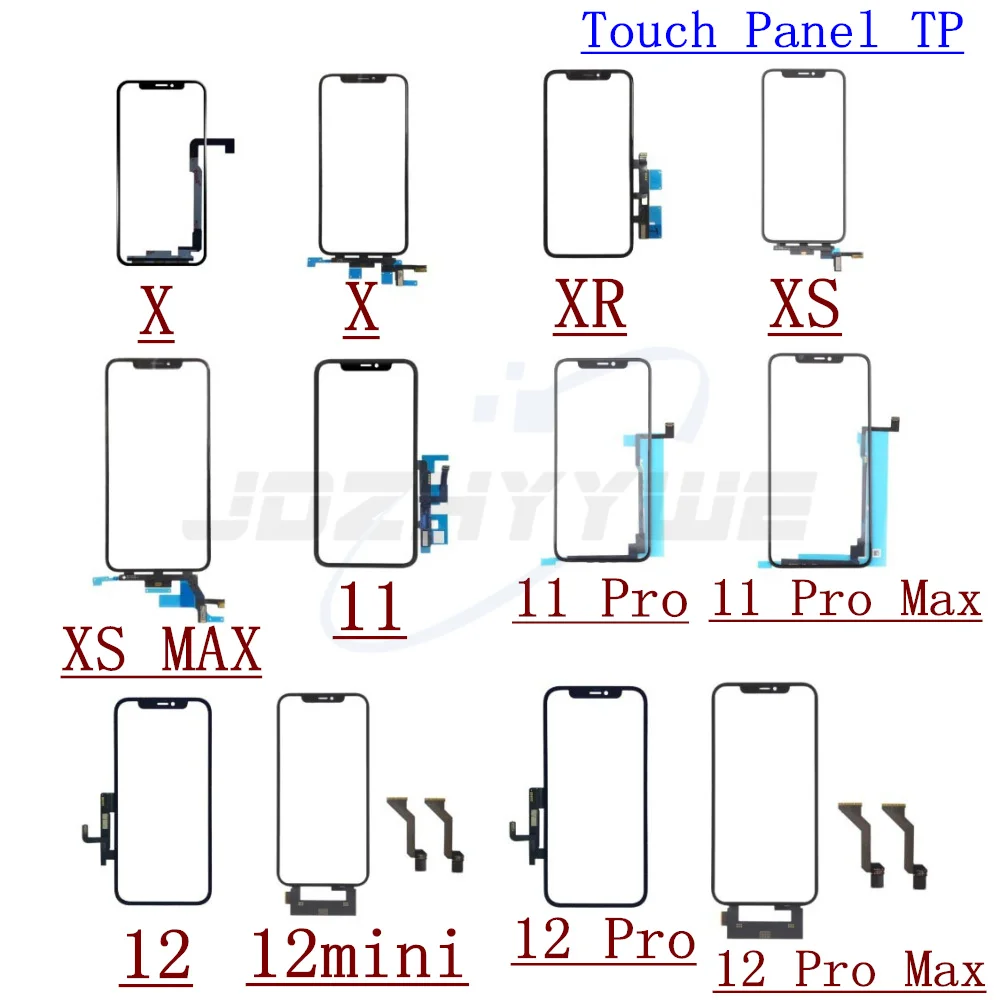 

(Pass All ios) 5pcs Welding Touch Screen + OCA Glue For iPhone X Xs XR 11 12 Pro Max Digitizer Front Glass Lens Panel