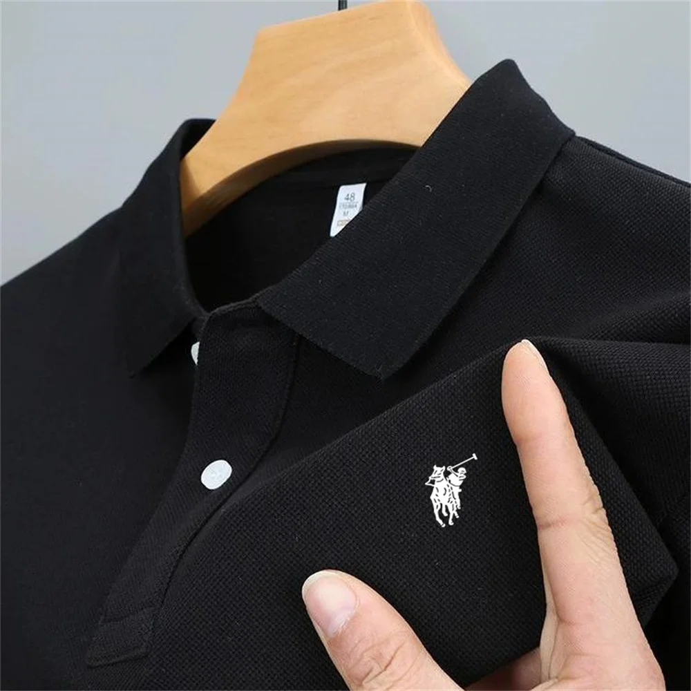 2024 Summer New Men\'s Lapel Anti-pillin Polo Shirt Embroidered Short Sleeve Casual Business Fashion Slim Fit Polo Shirt for Men